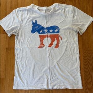 White T-Shirt with Patriotic Donkey Democrats Design